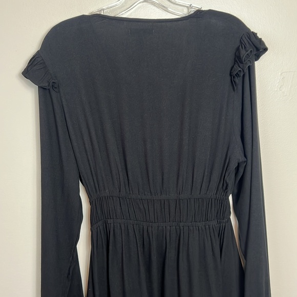 NWT Bobi Long Sleeve Ruffle Mini Dress Black Size Large - Picture 8 of 12